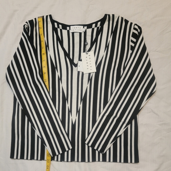 NWT TANYA TAYLOR S Black White Stripe Johnny Sweater Women - Picture 11 of 16